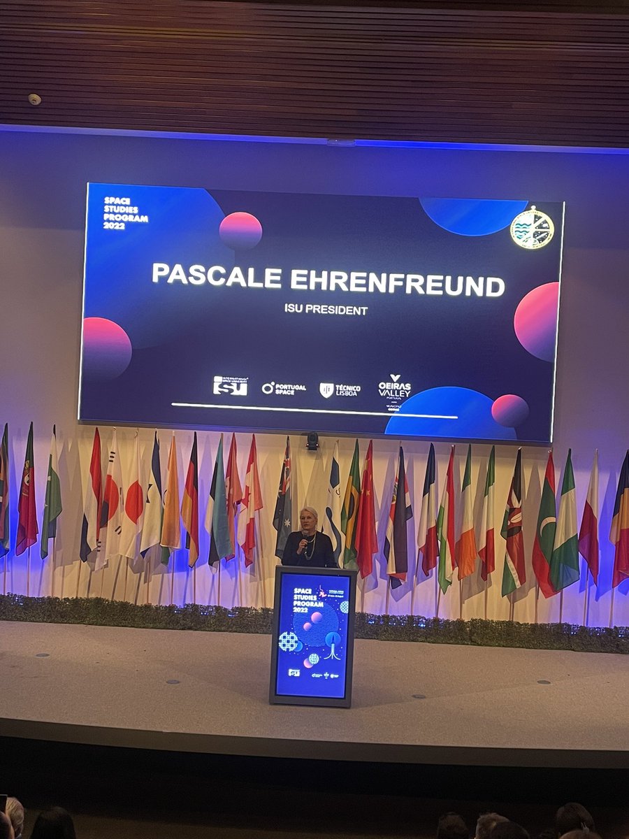 ISUnet's tweet photo. “It is wonderful to have so many different nations peacefully working together”. Pascale Ehrenfreud, #ISU President, thanked all the ISU staff, faculty and the Local Organizing Committee. #spaceoeiras #space #education #seasunspace #tecnico #oeiras #ptspace #space https://t.co/SH7YUptBWc