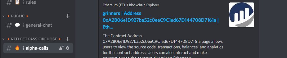 ReflectPass's tweet image. Added a FREE channel in Discord (no NFT required) with  a live feed of some of the top Alpha calls from all channels 

Discord link: discord.gg/yWHm7acTc2

🚀