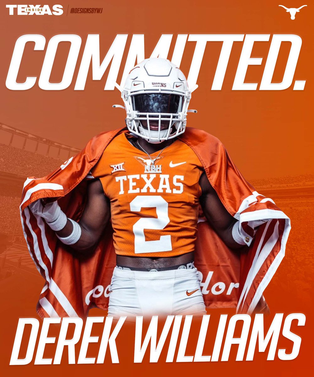 DEREK FROM DA BOOT — ‘23 New Iberia (La.) Westgate S, On3 No. 2 @derek2_williams commits to Texas. Huge get for the Horns. STORY: on3.com/teams/texas-lo… (FREE) #HookEm @InsideTexas