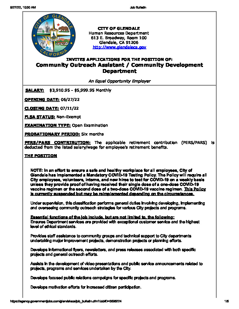 COGHR's tweet photo. NEW JOB ALERT: Community Outreach Assistant/ Community Development Department

Link: (https://t.co/aVSQ3atxcz)

#governmentJobs #Hiring #hiringnow #ApplyNow #Resume #ResumeTips #employment #JobOpportunity #jobopening #myglendale #JobSearch #jobseekers #outreachjobs https://t.co/mP1D1xvSKD