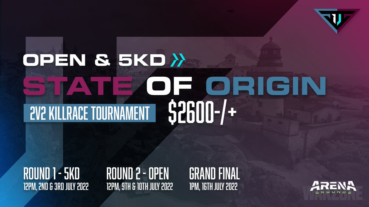 ArenaGrounds's tweet image. Chose your state and rep your team! 

State of Origin: Fortunes Keep 

⚔️ 2V2 Killrace
📗 bit.ly/agosorinfo1
🔗 Sign up here:  bit.ly/agosor1
.
.
.
Partnered with: @TheVibesOCE 
#lfsanzcod