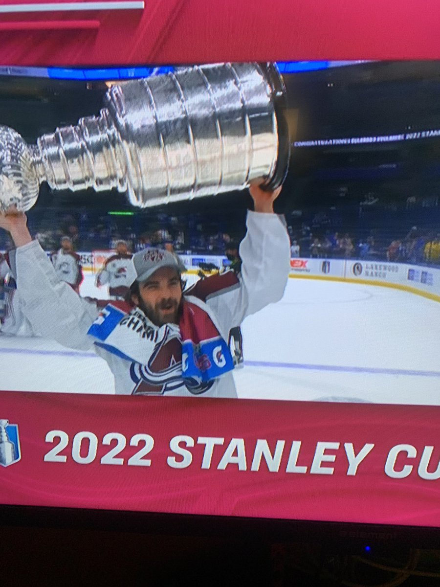 ShaneMorgan17's tweet photo. Been waiting a long time for this! Colorado Avalanche are Stanley cup champs!! @Avalanche #FindAWay #GoAvsGo Happy to see the cup come back to Newfoundland too!! @AlexNewhook_ https://t.co/sVFE47PGEk