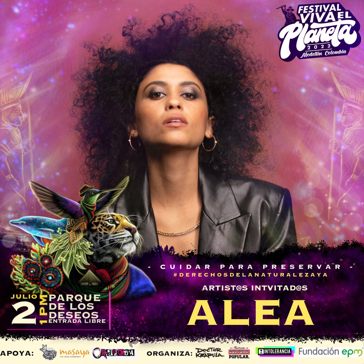 #Alea llega al Festival <a href="/VivaElPlaneta/">VivaElPlaneta</a> 2022! Nos vemos este 2 de Julio en el parque de los deseos de Medellin!