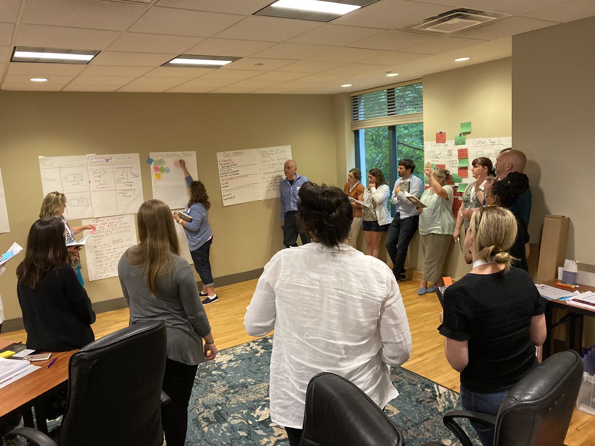 BosCollegeOEI's tweet photo. #scientistcircle time at OEI’s summer @OpenSciEd Curriculum Launch! Light needed different arrows for light lines and sight lines. Contact Forces starts a new batch of driving questions. 🤩👍 https://t.co/Ftot7J8fIv