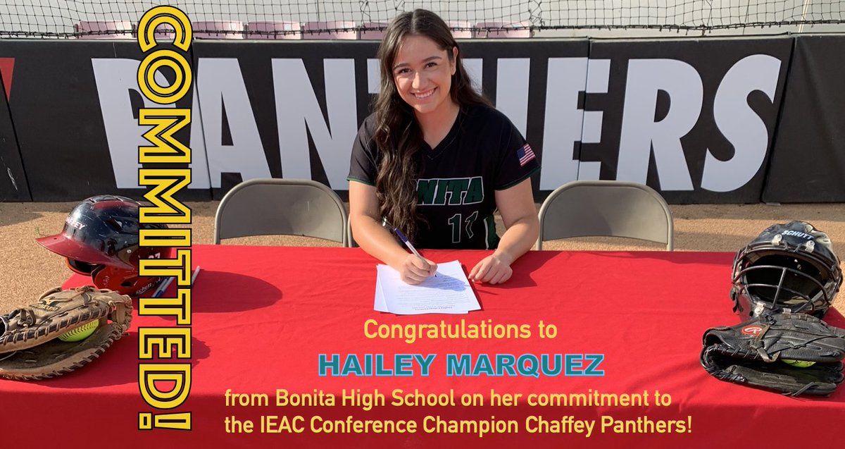 ChaffeySoftball's tweet photo. Congratulations to Hailey Marquez from Bonita High School on her commitment to the IEAC Conference Champion Chaffey Panthers!
#PantherPride #PantherProud
@bonita_softball 
@teamsmithacademy
@sknappsoftball
@chaffeypanthers 
@ieacsports https://t.co/Vertq14V5o