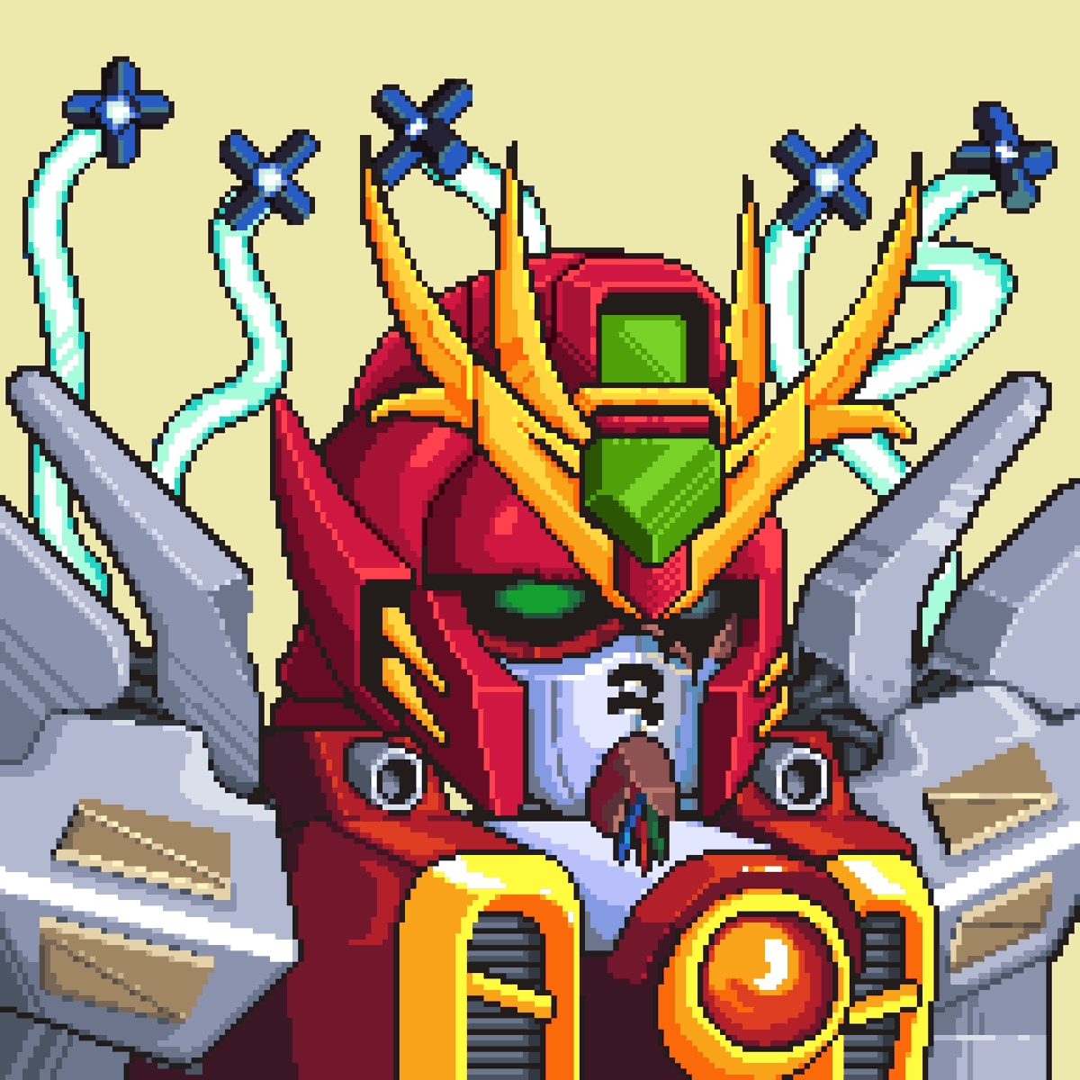 SolTrogi's tweet photo. Couldn't find it in me to change my main taiyo, but slowly upgrading his friends. @TaiyoRobotics killed it with these new customizations. #taiyocustomize https://t.co/N0VQDMQB65