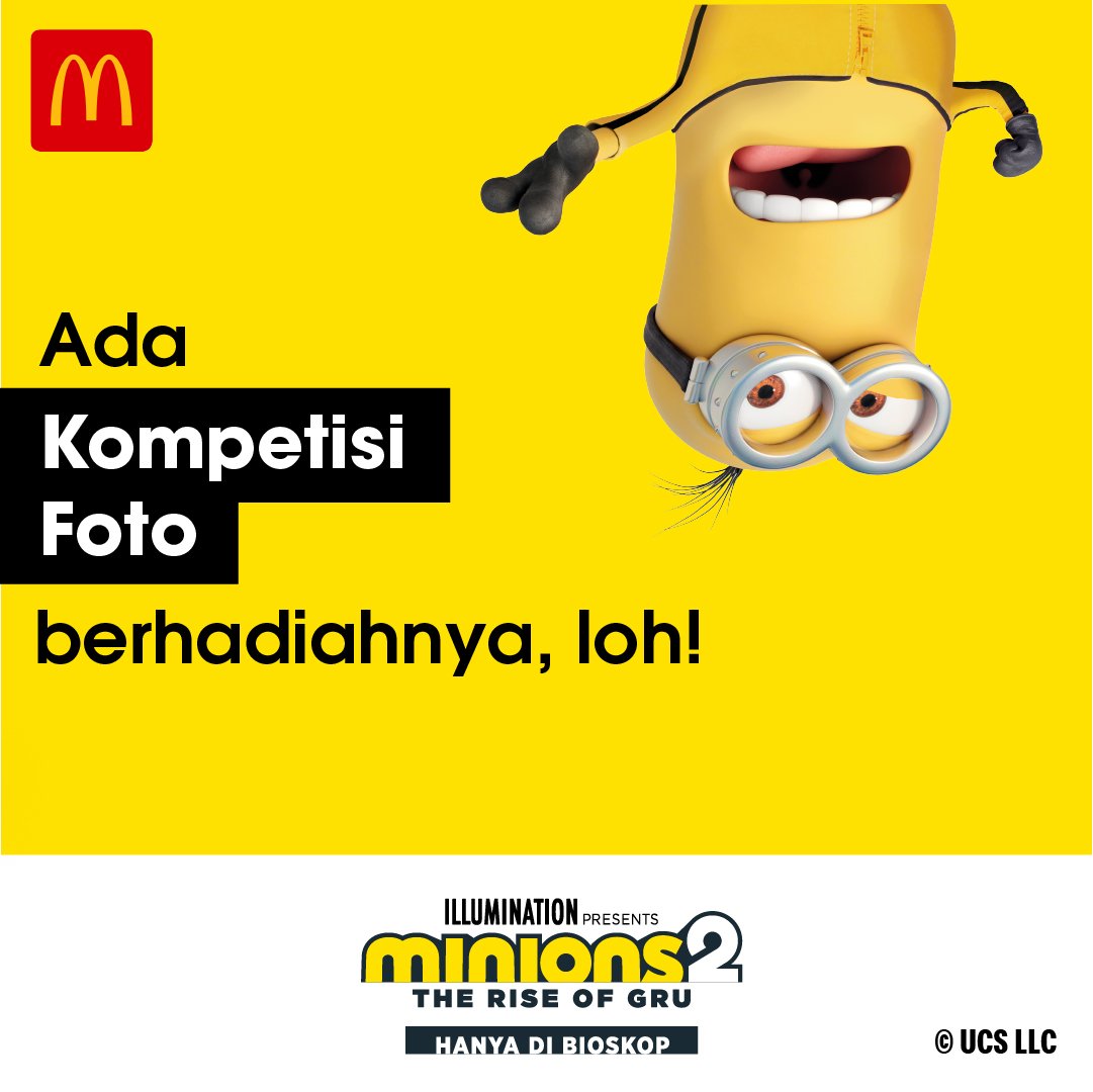 McDonalds_ID's tweet photo. Udah punya Minion Tray dari McD? Ayo ikut foto kompetisinya &amp; menangkan hadiah McD Voucher senilai Rp100.000 masing-masing untuk 10 pemenang!

Upload foto Minion Tray-mu ke IG Feed, sertakan lokasi McD tempat kamu membelinya, Tag 3 teman &amp; (@)McDonaldsid dan hashtag #MinionsTray https://t.co/glGM9bb3O3