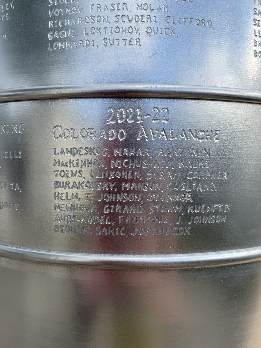 DylanNowak's tweet photo. Forever engraved. Congrats and thank you to the @Avalanche. I didn’t want to engrave that other team again.

#GoAvsGo #StanleyCup https://t.co/wRfOVOOopY