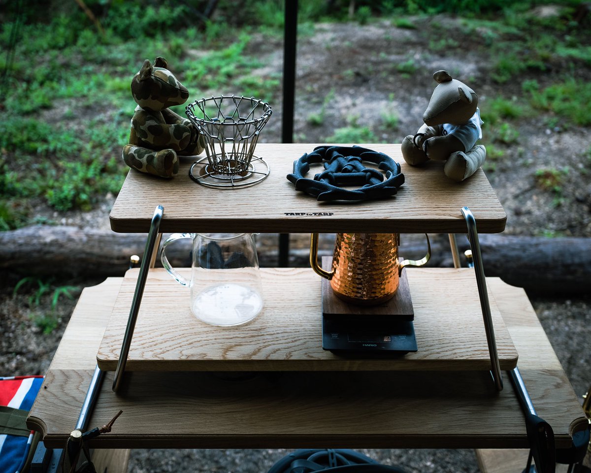 arrowcider's tweet image. TARPtoTARPさんで当選したDrip Shelfが棚にjust fit  #キャンプギア 
#キャンプ好きな人と繋がりたい #お洒落さんと繋がりたい #キャンプ