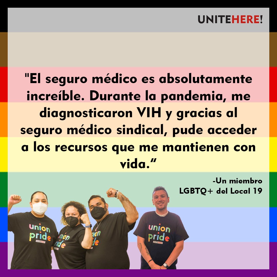 unitehere19es's tweet photo. Otro de nuestros miembros LGBTQ+ comparte cómo los ha ayudado el seguro médico sindical. #unionpride
#unitehere https://t.co/EpQlmtLakr