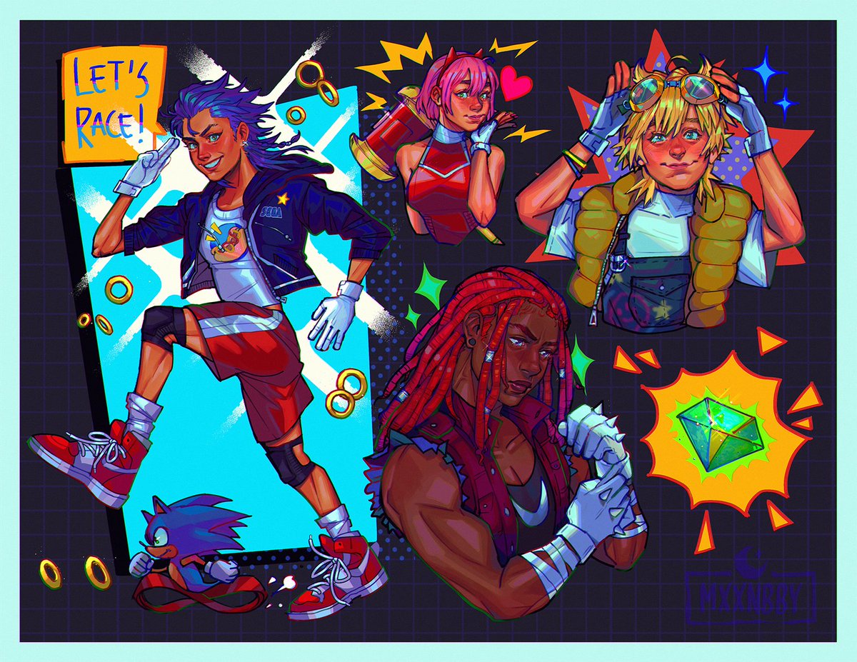 Gotta go fast! ⭐️💎✨
#sonic #SonicTheHedeghog #Knuckles #AmyRose #Tails #digitalart #illustration #artistsontwitter