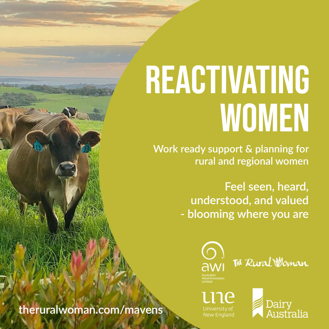 Time is running out to register for the Digital Mavens program information session on Wednesday. Applications open for women in #dairy to be part of a professional development program supporting career re-entry to step back into the workforce.  theruralwoman.com/mavens/ #ausdairy