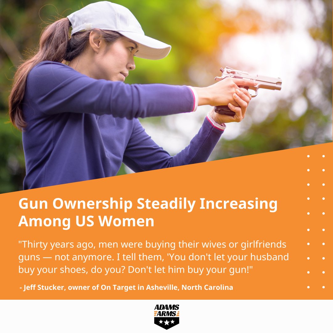 AdamsArms's tweet photo. According to preliminary data from Harvard's School of Public Health, women accounted for around half of all gun purchases between 2019 & 2021, and new gun owners are more likely to be female.
Here's more: https://t.co/451fUqJmC4
#AdamsArms #FirstTimeGunBuyers #WomenandGuns https://t.co/vRlEP87pUv