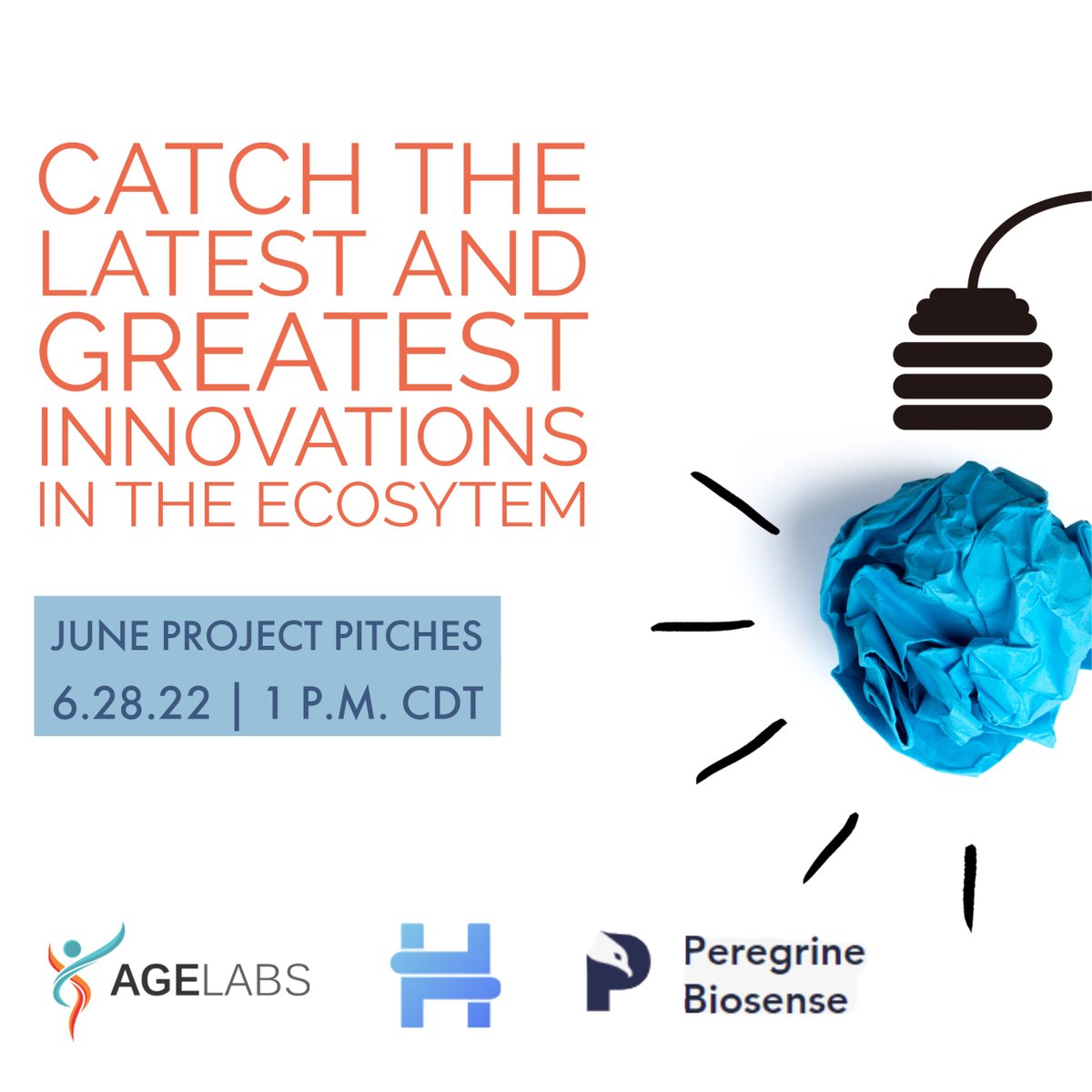 Each month we gather to hear from three #startups working to address infectious disease threats. 

Join us TOMORROW at 1 p.m. as the teams from <a href="/age_labs/">Age Labs</a>, <a href="/Highnote_Health/">Highnote</a>, and Peregrine Biosense share their latest updates. Email info@texghs.org.