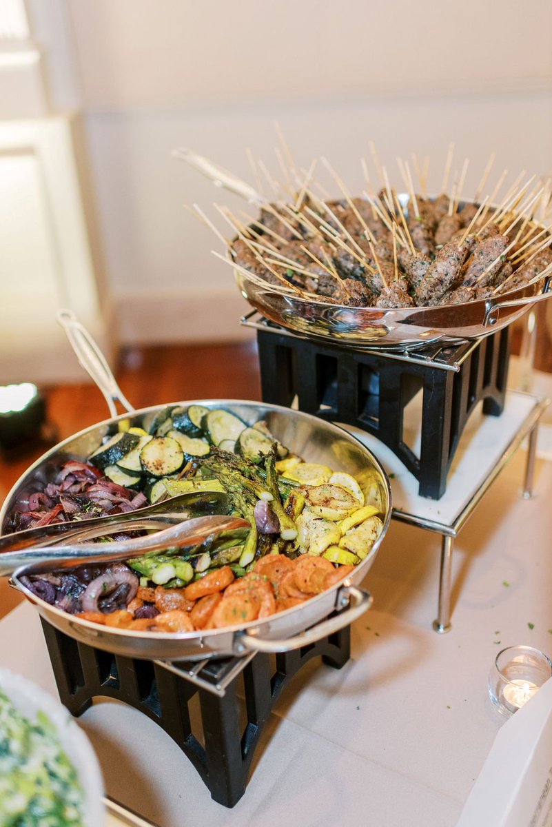 Kebabs &amp; fresh cooked veggies - it's our goal to make your taste buds dance on your wedding day ✨💯 

📸: Glorious Moments 
Catering &amp; florals: Bold Catering &amp; Design 
Planner: Chancey Charm 
Venue: Atlanta History Center 
Featured in BRIDES
