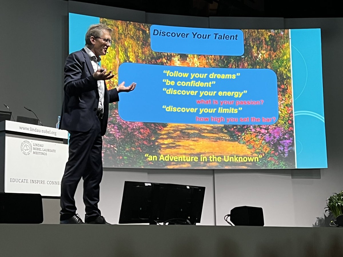 ChemysteriAsh's tweet photo. Day 2 at @lindaunobel #LINO22

Started with @FeringaLab talk on molecular machines and their potential applications along with the best advices for young scientists. Donna Strickland’s talk on optical pulses followed by Agora talks with Venki and Peter Agre. https://t.co/n88Cb1SNi7