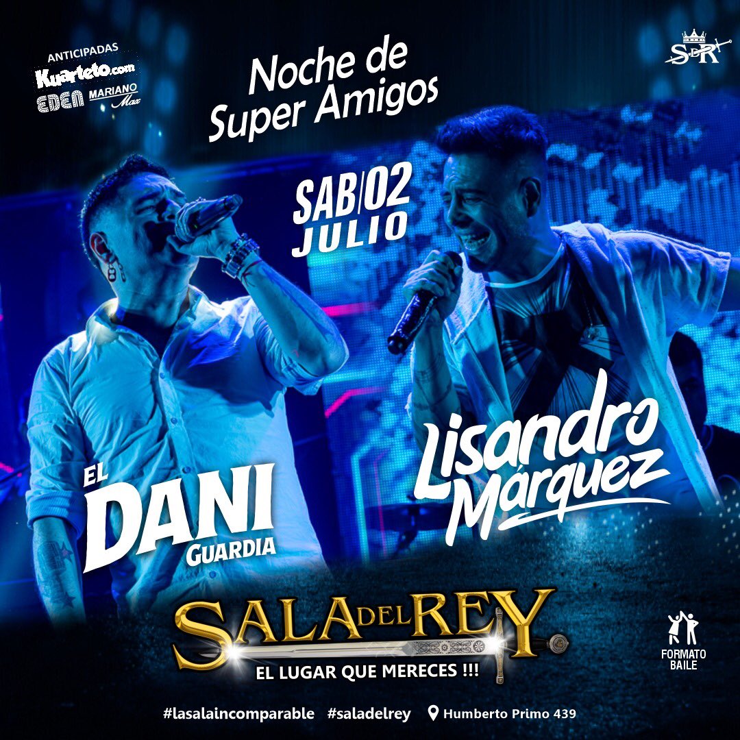 saladelrey's tweet photo. ✏️AGENDALO 👇
🎤DANIEL GUARDIA / LISANDRO MÁRQUEZ 📅Sábado 02/07📍Sala del Rey
🎟 Sorteamos entradas dobles ¿Participás?
✨Déjanos tus datos, etiquetá a dos amigos y dale RT
(Si no seguís a @saladelrey no podremos contactarte por tu premio) https://t.co/QXFa0w34XU