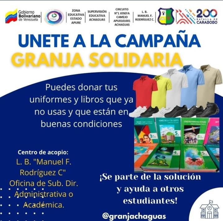 yoryulems's tweet photo. Te invitamos a sumarte a esta noble idea "Granja Solidaria" ¡No rayes tú uniforme! #somosgranjachaguas
#ComunicadoresDeLaPatria
@mppeducacion
@_LaAvanzadora
@RosangelaOrozco
@_NancyOrtuno_
@eduardopiate2
@marys_orasma
@ZE_Apure1
@PrensaZEA1
@FlixSilvaR
@yoryulems 
@RivasAides https://t.co/uEmwQRrleU