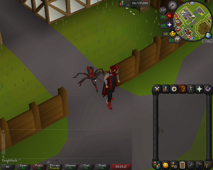 KnightlockRS's tweet image. It has been 1158 days since I lost my venenatis pet while competing in a bingo with the Verzik Seat Sniffers. Today we are reunited. I promise to never turn around and explain your rarity to @TheAmazingCodex near your mother's respawn location again.