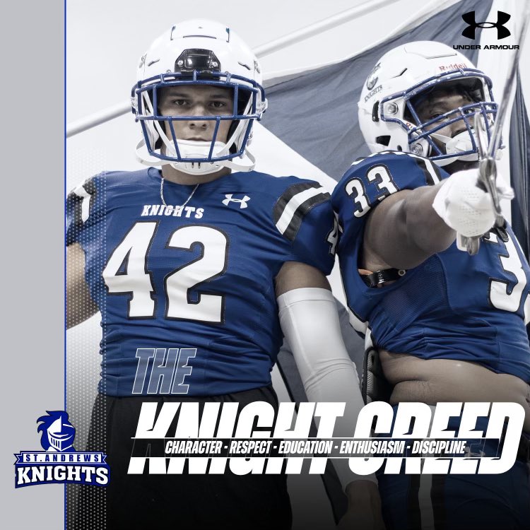 Live &amp; breathe the KNIGHT’s CREED!

C   Character
R   Respect
E   Education 
E   Enthusiasm
D  Discipline

Come grow athletically &amp; academically with us at <a href="/SAUKnights/">St. Andrews Knights</a> 

#knightnation #CREED