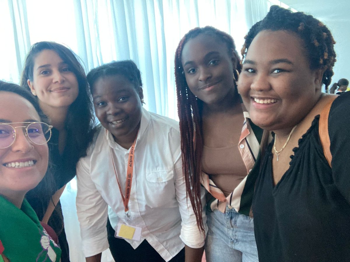 Our shared experiences explain why young feminists like the ones convening at the #ACSHR2022 mobilize their forces for change.
As co panelists, we're excited to share our perspectives on Feminist Solidarity Across Borders.
The safest place I've been as a Feminist! <a href="/_gabriellenpb/">Gabrielle Bailey</a>