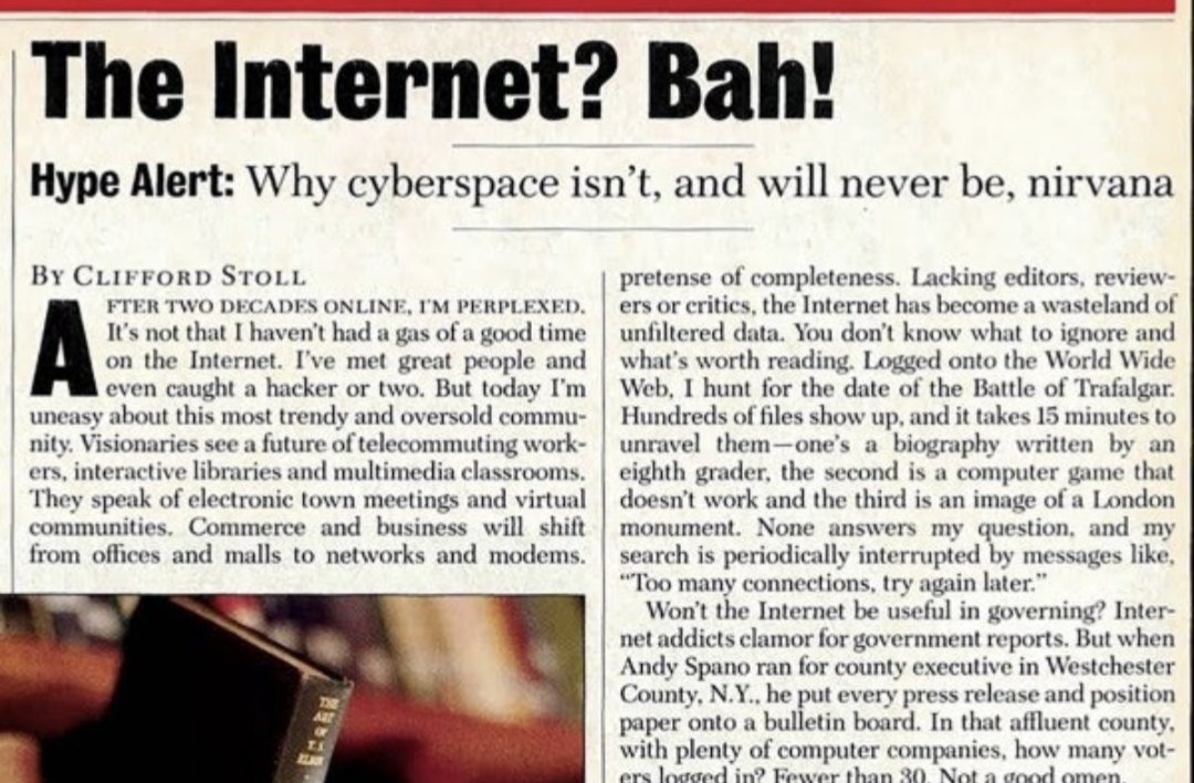 CryptocultureI's tweet photo. @AltcoinDailyio 🤔 In case anyone is wondering what they said about the internet in the 90s 👇🏾 https://t.co/0fdWdh33T0