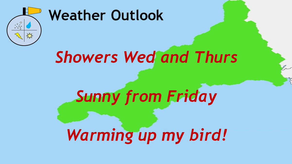 WeatherKernow's tweet photo. We have been hearing that it may warm up next week, but this week it will stay showery for a couple of days before it does turn drier with the temps just starting to warm up. It should be a nice sunny weekend my bird right across the Duchy
#Cornishweather #Weather #Kernow https://t.co/WYwFlVEJTe