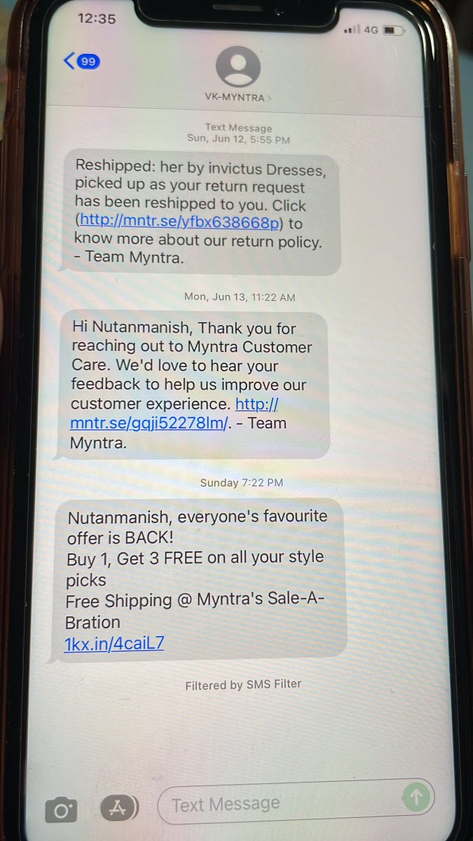 hash304's tweet photo. upon raising customer care team the team said that they will send the dress back and we need to raise another request for return. they returned the item after keeping it for almost a week.  so far we have raised multiple requests and response from customer care team has changed https://t.co/6hF2WykiWw