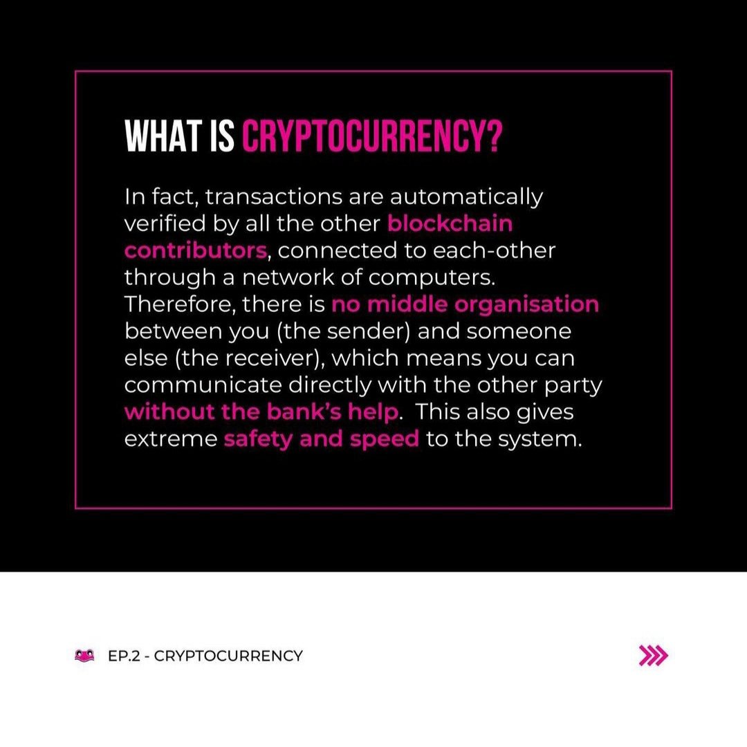 pinkfrog_io's tweet photo. Part 2/2
What is #cryptocurrency ???

Welcome to the second episode of our Crypto For Beginner guide.

If you like it drop us a like and a comment below. And don’t forget to follow us 😎😎

@pinkfrog.io https://t.co/HVWEifXJcO