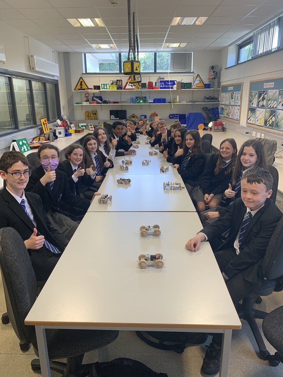 Happy technology students taking home their latest project just before the summer holidays! Learning about belts and pulley systems to manufacture their electronic toy car! Well done year 8! 👏🏻 #teamknock #STEMeducation