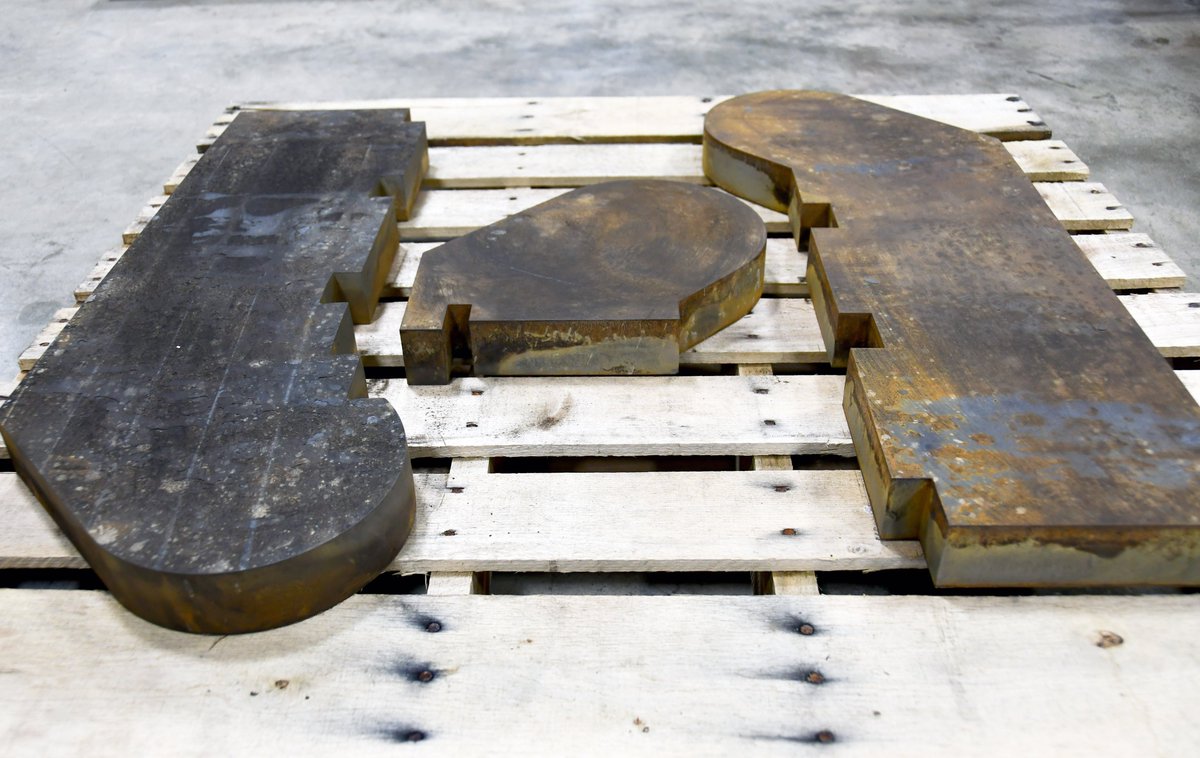 Waterjet Cutting is a great process for minimizing material waste! We cut 2" thick, unfinished A36 Steel, so that our customer didn't have to scrap material. 

Learn more about our cutting capabilities: phoenixlaser.com/waterjet-cutti…