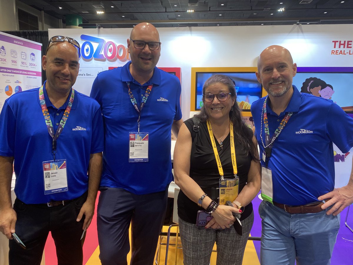 tomwhitby's tweet photo. Just met up with some guys from Canada representing a company producing SEL videos. MooZoom. Booth #2518 Tell’em I sent you. #ISTElive22 #Edchat ⁦@moozoomapp_en⁩ https://t.co/xneW6FGcX0