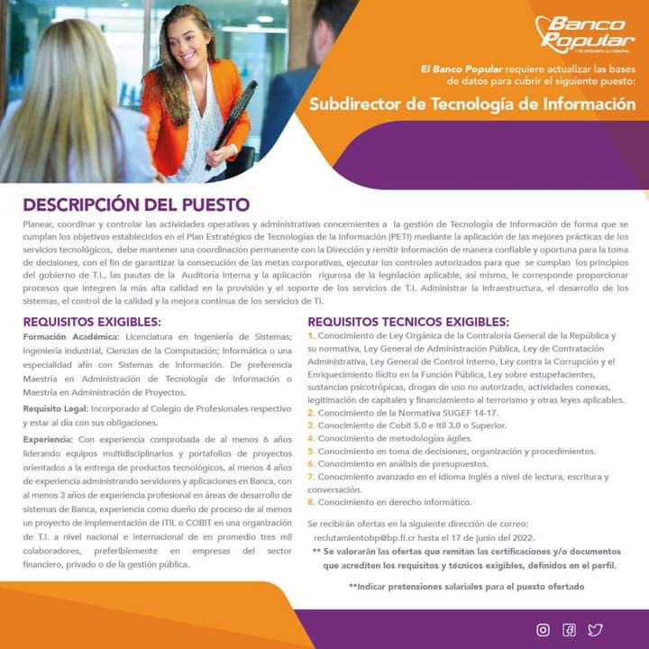 beeworking360's tweet image. Hola🙋🙋
Te Interesa??
🔴Anuncios de Empleo en Costa Rica
🔴 Tips y Consejos para Entrevistas laborales 
🔴Reclutamiento y Selección de Personal 
🔴Desarrollo y Diseño de Currículum Inglés y Español
🔴Entrevistas por Competencias 
🔴Legislación Laboral 

🔴Sígueme aquí 🙋🙋
