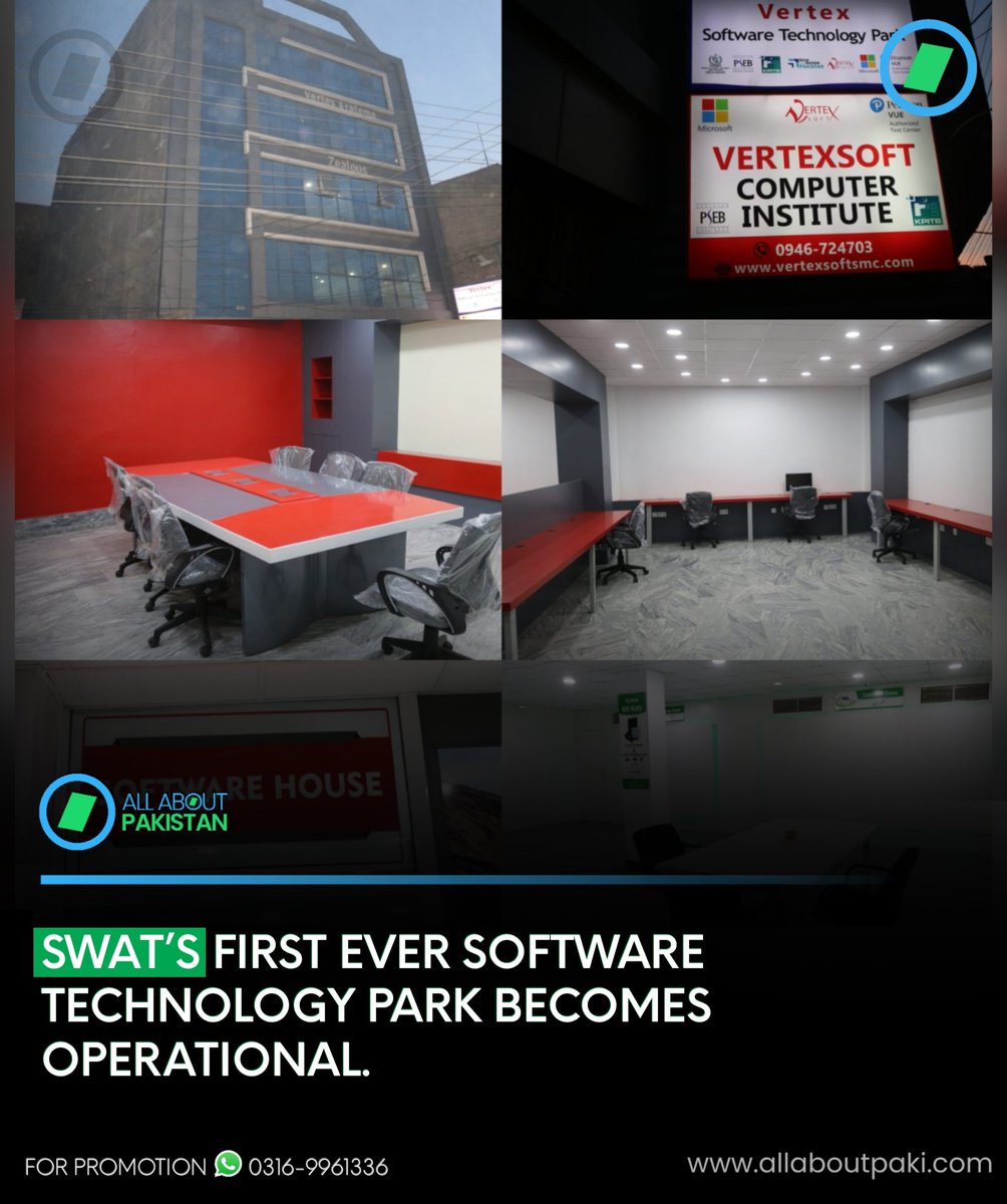 Aboutpakistan90's tweet photo. Swat’s First Ever Software Technology Park Becomes Operational. 

@AliMahmud
#AAPakistan #Pakistan #Swat #TechnologyPark #ITPark #SoftwareTechnologyPark https://t.co/T19drU4VCh
