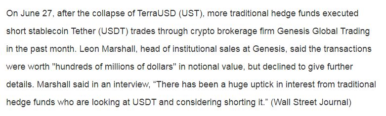 Anny7713773's tweet photo. Foreign media: Traditional hedge funds are shorting stablecoin USDT.#USDT #Tether https://t.co/fkE3VWtRS8