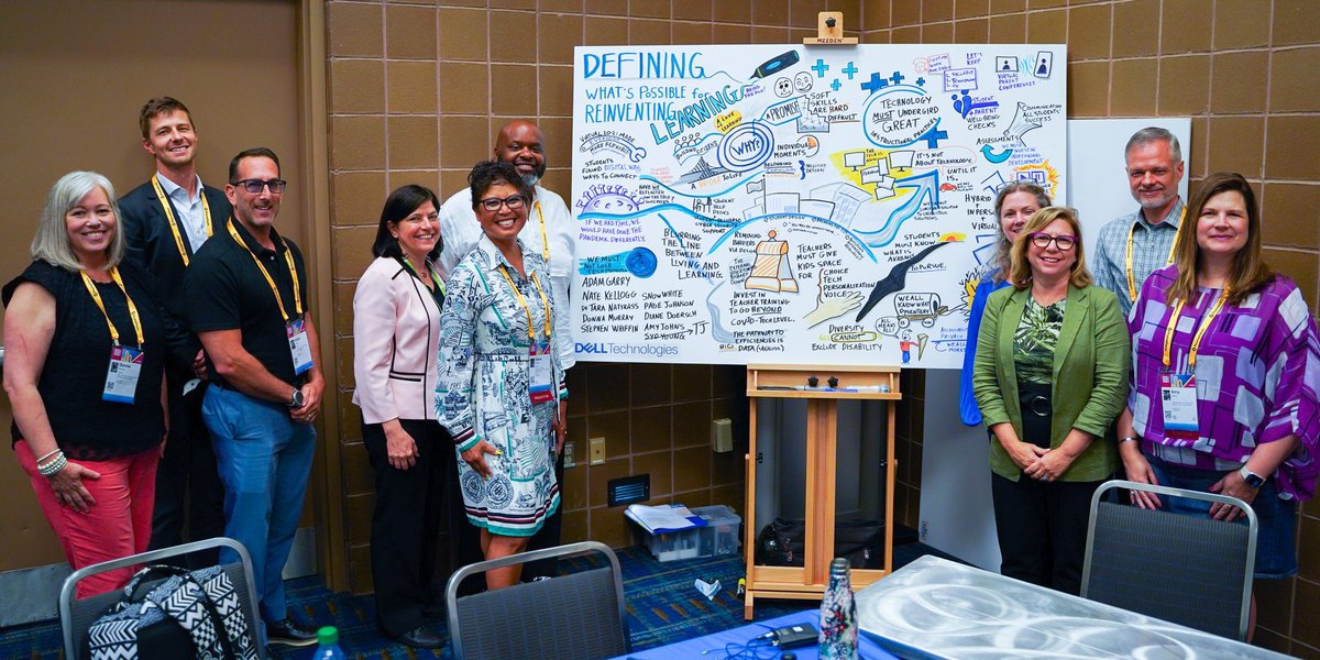 Was so privileged to be part of this morning’s #DellatISTE conversations with thought leaders from around the nation to dive into defining how to reinvent learning for students. Love this sketchnote that captured our thinking. #ISTELive