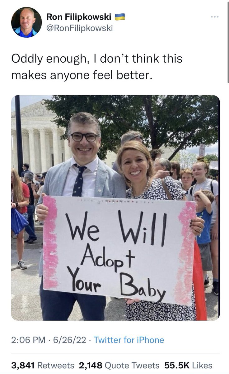 greg_price11's tweet photo. Libs: “If you’re pro-life, does that mean you’ll adopt?”

Pro-lifers: “Yes.”

Libs: “You freaks!” https://t.co/CfXNWkBuJG