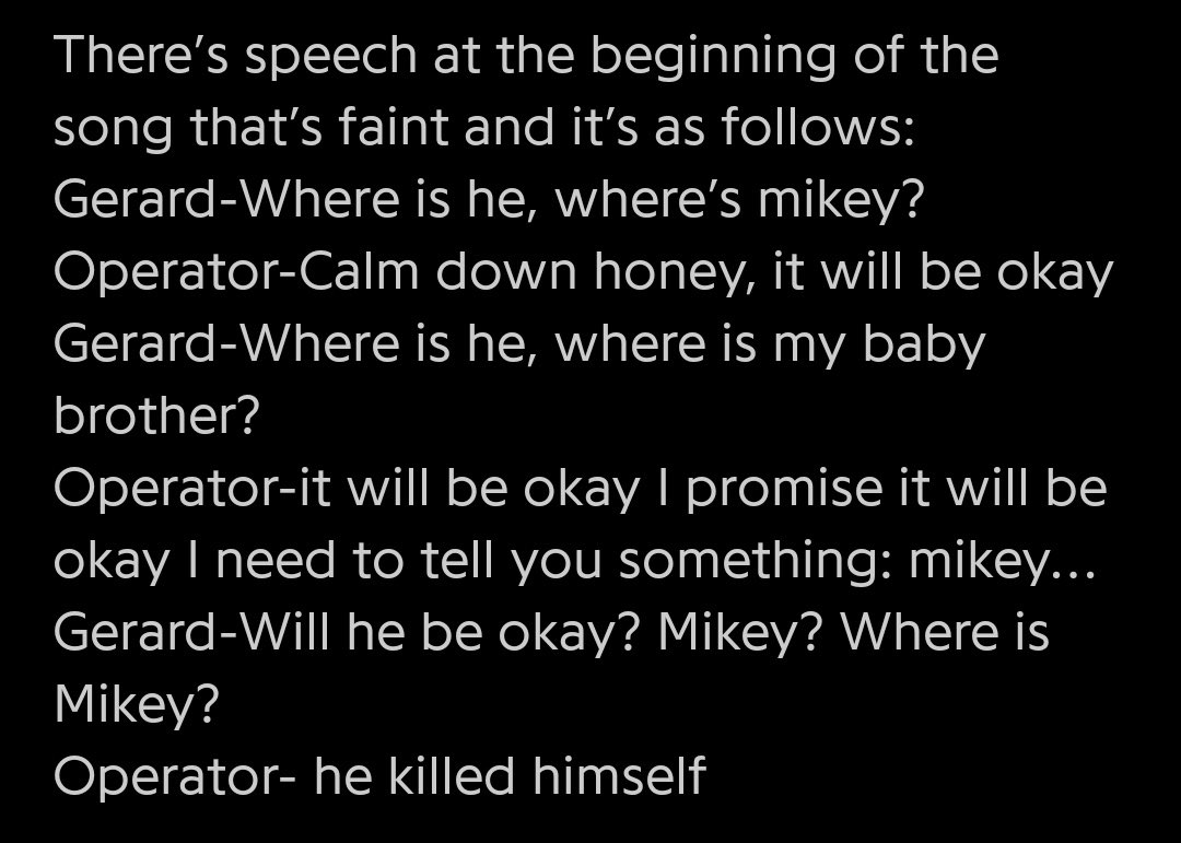 burymeinb7ack's tweet photo. The message at the beginning of Brother vs when Mikey way got out of the hospital and played a show with Gerard https://t.co/qg34DKoaN6