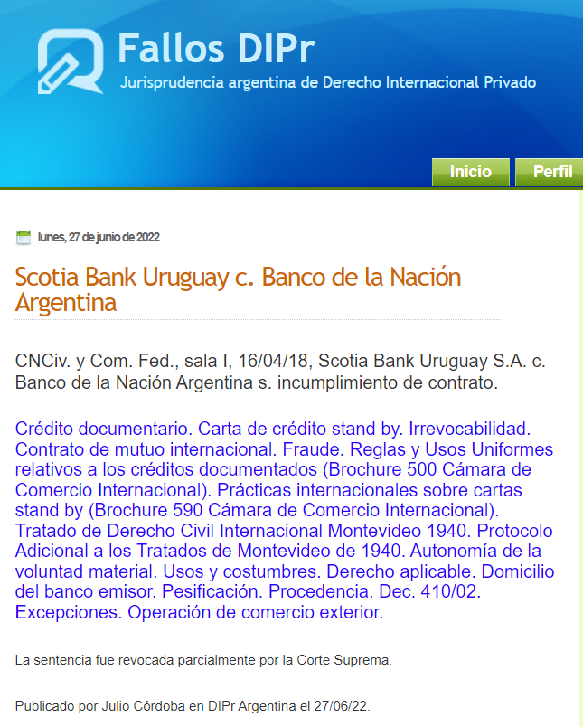DIPrArgentina's tweet photo. #FallosDIPr N° 1743. Empleados infieles del BNA dieron carta de crédito stand by en garantía de un mutuo internacional banco ROU pagadero en NY CNCivComFed analiza derecho aplicable #Brochure500 #CreditoDocumentario #Pesificacion https://t.co/3IYyS7DwYp https://t.co/6yJcFYB4m6