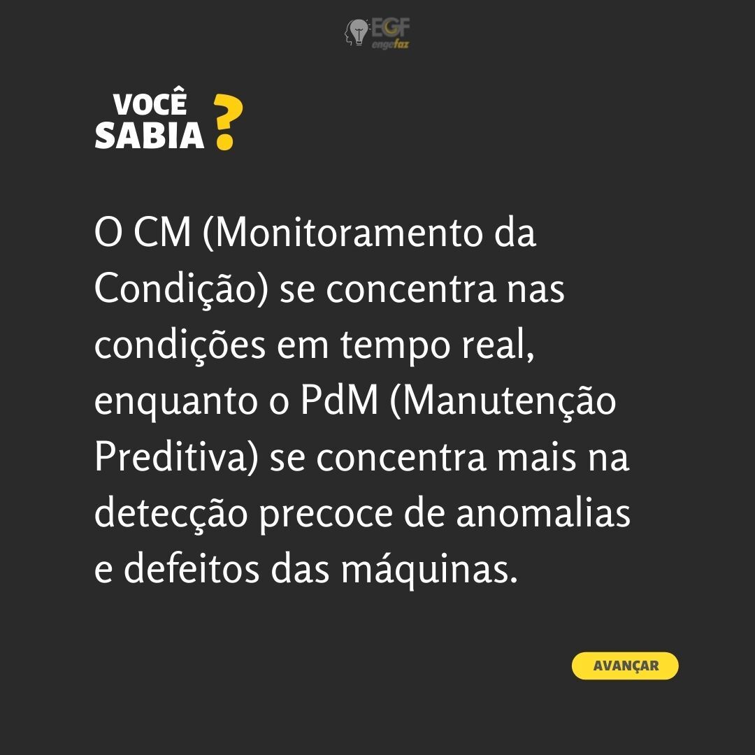 Engefaz's tweet photo. Qual a diferença entre (CM) Condition Monitoring / Monitoramento da Condição e (PdM) Preditictive Maintenance / Manutenção Preditiva? 
#manutençãoindustrial #manutencaopreventiva #manutencao #preventiva #preditiva #tecnologia #conditionmonitoring #hansfordsensors #engefaz https://t.co/SskzbyAr0V