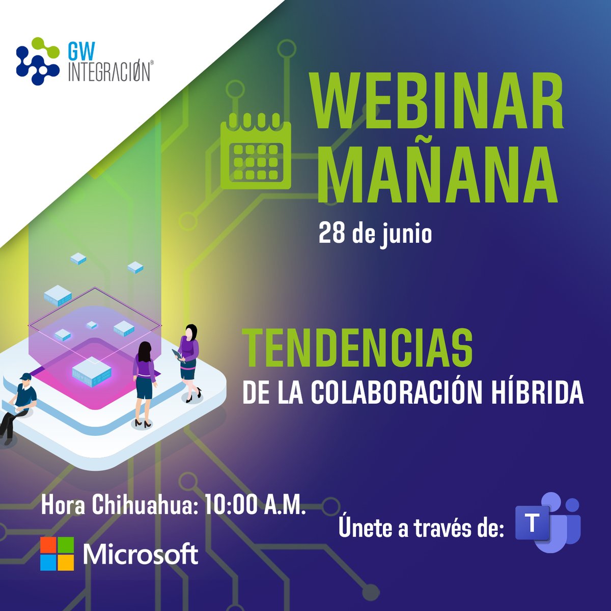 GWIntegracion's tweet photo. 👇Regístrate aquí:
https://t.co/FeMOPp9zVd
No te pierdas el webinar del día de mañana a las 10 am, Conoce cómo reducir costos y aumentar productividad, gracias a la colaboración híbrida.📊
#Microsoft365  #tecnología https://t.co/75Z3uDV32i