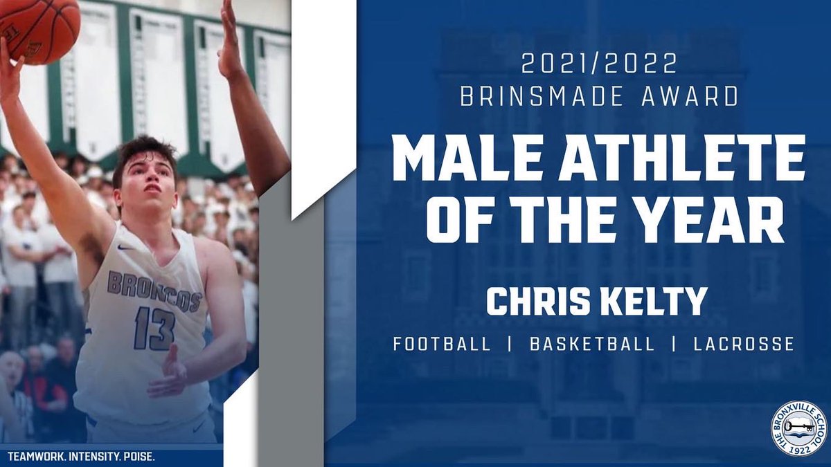 The Brinsmade Award is in honor of a former Bronxville HS football player who passed away while still a youth. This award is based on athletic skill, sportsmanship and leadership during participation in interscholastic competition. Congratulations Chris, well deserved.