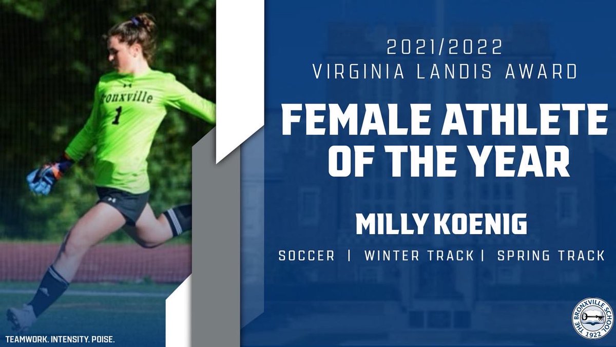 The Virginia Landis Award is in honor of a former Bronxville HS Physical Education teacher &amp; pioneer in Women’s Sports of Field Hockey &amp; Tennis. This award is based on athletic skill, sportsmanship &amp; leadership during participation in interscholastic competition. Congrats Milly!