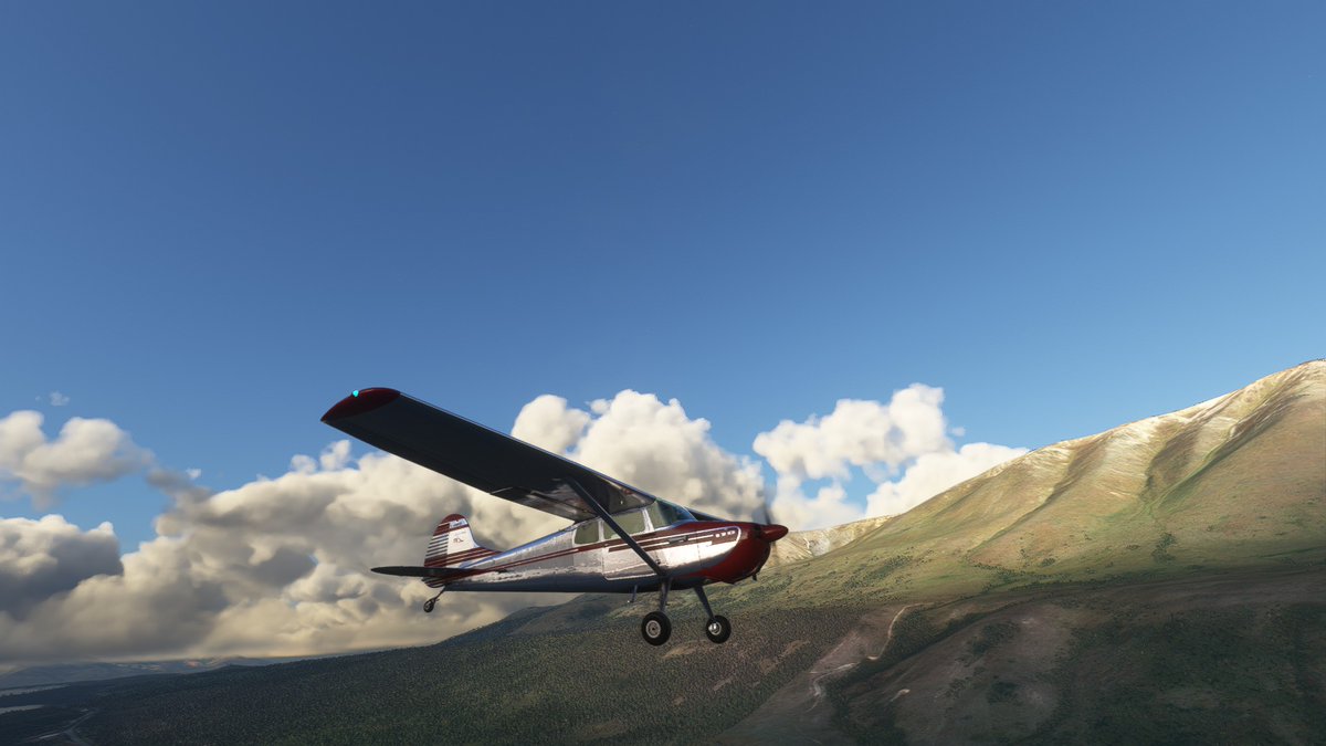 TheBadSimPilot's tweet photo. the Flight Sim Screenshot Of The Day goes to the #Ceranado Cessna 170B looking at home in the air somewhere over the New Zealand bush in the morining light. #FSSOTD #msfs2020 https://t.co/WTzram5SOn