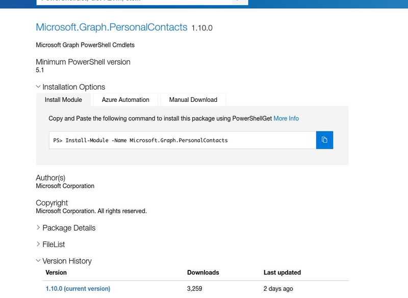 AndySvints's tweet photo. #Module: Microsoft.Graph.PersonalContacts
Author: Microsoft Corporation
ProjectUri: https://t.co/2tYAA6Ho3W
Microsoft Graph PowerShell Cmdlets

#AndySvints #RandomPSModule #Microsoft #Office365 #Graph https://t.co/oxtpxaazsL