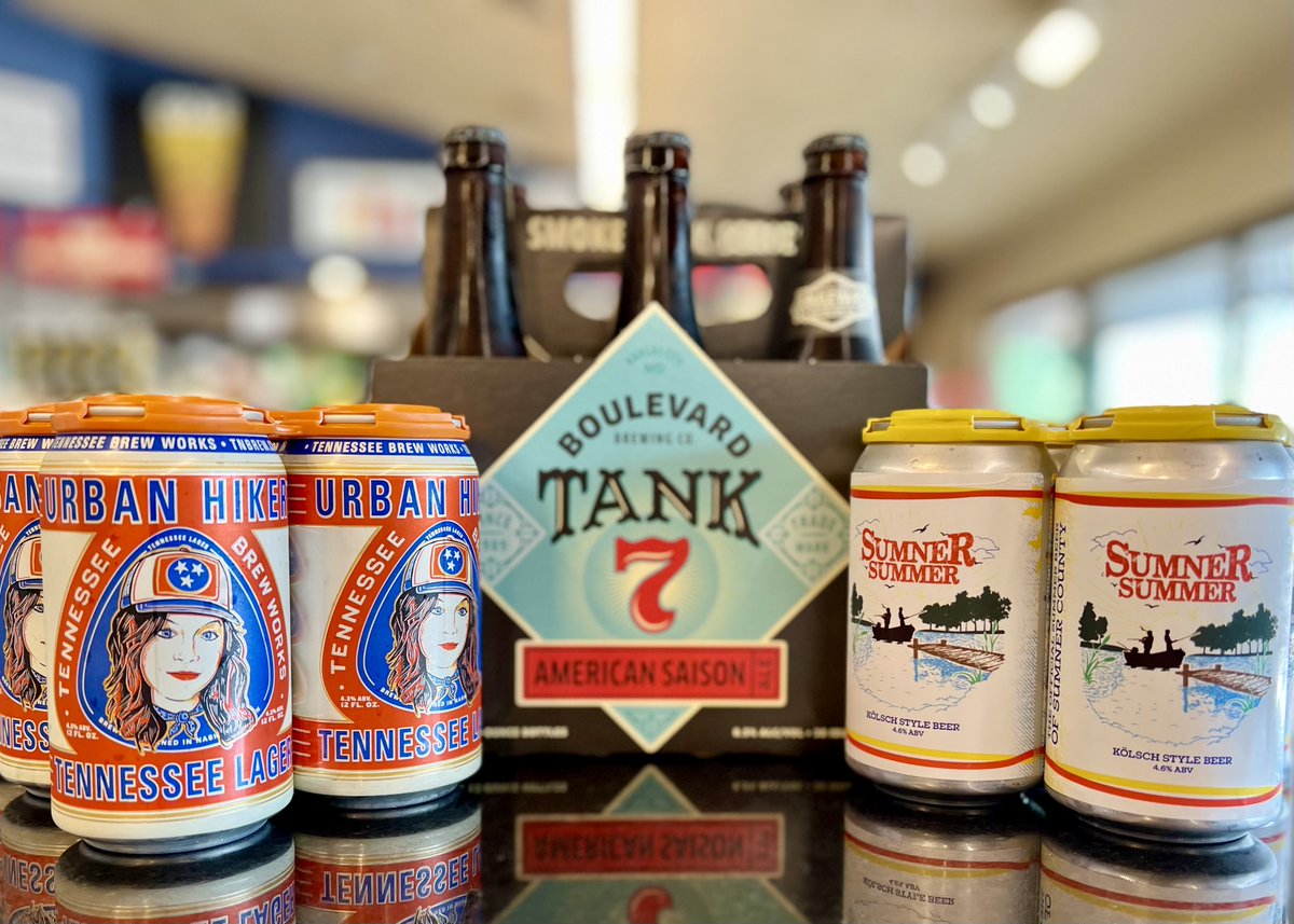bluegrassbev's tweet photo. New week, new arrivals: TnBrew Urban Hiker Tennessee Lager, Boulevard Tank 7 American Saison Ale and BriarScratch Sumner Summer Ale! #tnbrewworks #boulevard_beer #briarscratchbrewing https://t.co/QSeHZ9LGUM
