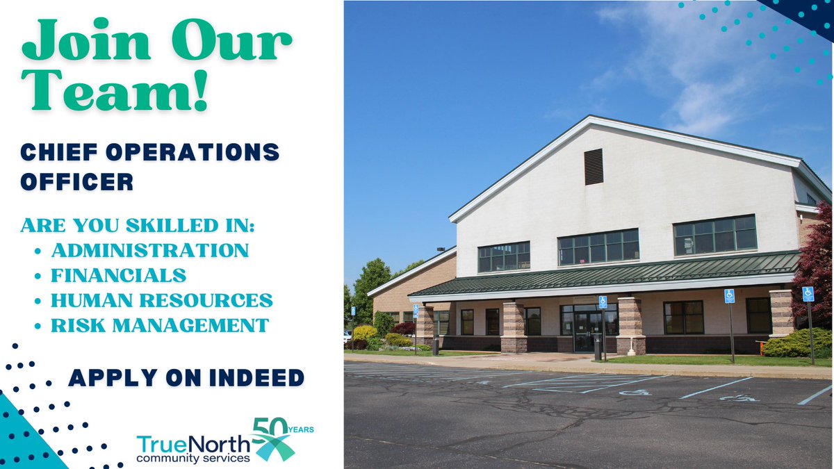 TrueNorth_CS's tweet photo. A new opportunity is available at TrueNorth Community Services! Are you skilled in administration, finance, human resources, and risk management? Apply now on Indeed for a chance to be our Chief Operations Officer!
#TrueNorthServes #MovingMichiganForward #50YearsStrong https://t.co/mRlsFcjeMb
