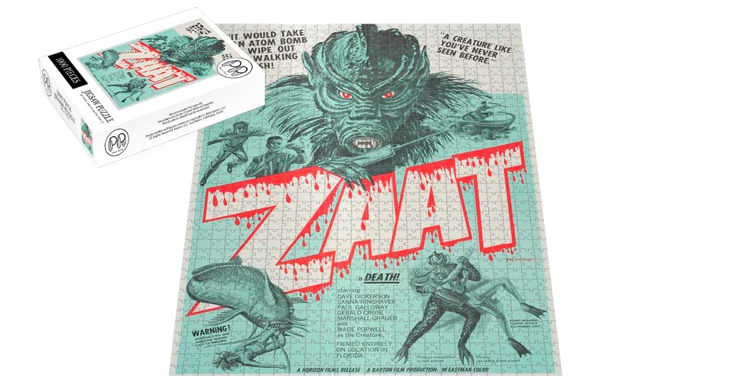 PuzzleRabbit1's tweet photo. "It would take an atom bomb to wipe out this walking catfish" is the best movie tagline ever. Period. 

#Zaat #Zaatmovie #Horrormovie #Retrohorror #BHorror #Monster #Monstermovie #Retroposters #ilovepuzzles  #1000pieces #jigsawpuzzles #puzzles https://t.co/qD60wgmdgk
