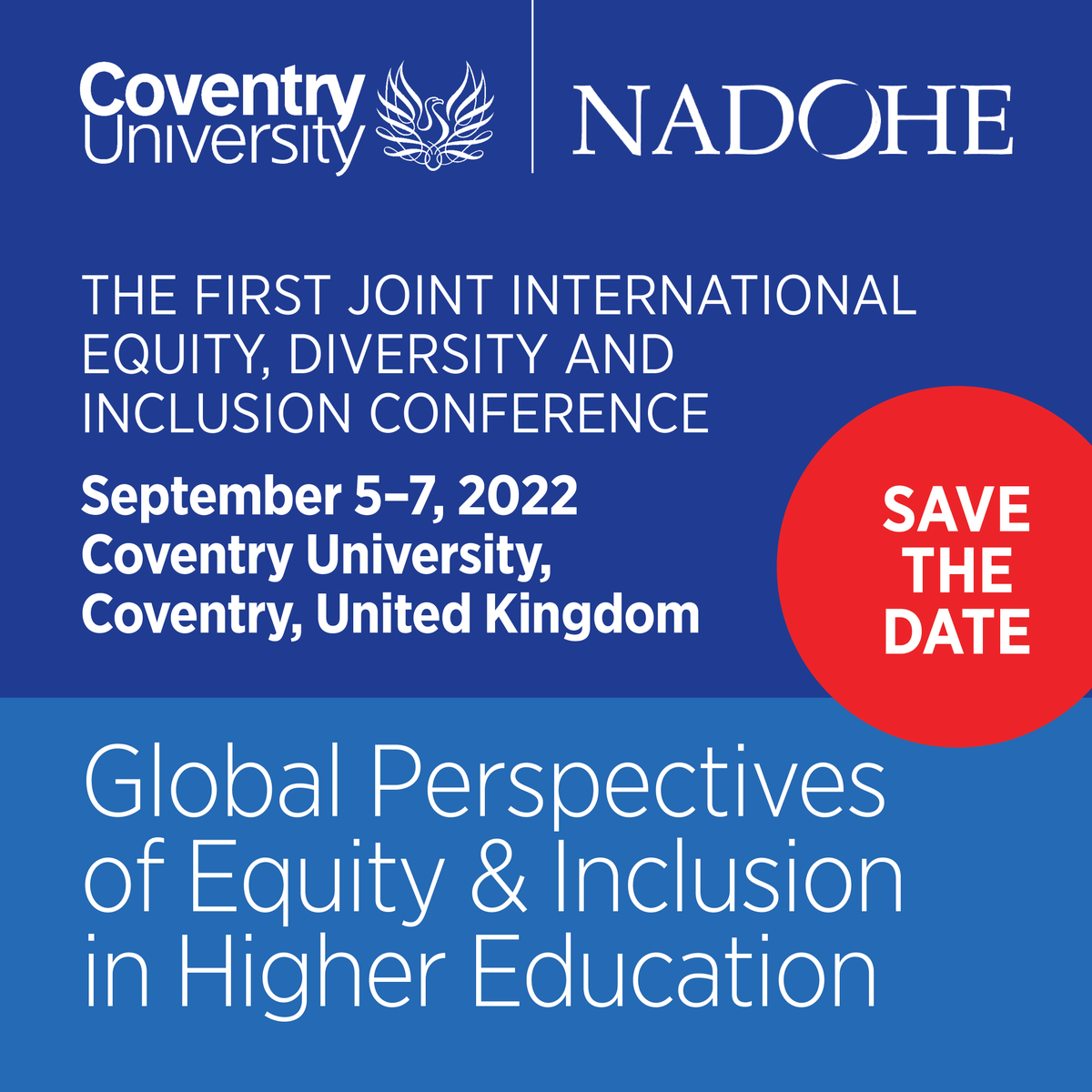 NADOHE (@nadohe_) on Twitter photo Submit your proposals before July 8 for the first Joint International Equity, Diversity and Inclusion Conference, held with <a href="/covcampus/">Coventry University</a> in the U.K. from Sept. 5-7. We hope you can join us in-person or virtually!
More info: ow.ly/3fSx50JIYCP Submit your proposals before July 8 for the first Joint International Equity, Diversity and Inclusion Conference, held with <a href="/covcampus/">Coventry University</a> in the U.K. from Sept. 5-7. We hope you can join us in-person or virtually!
More info: ow.ly/3fSx50JIYCP