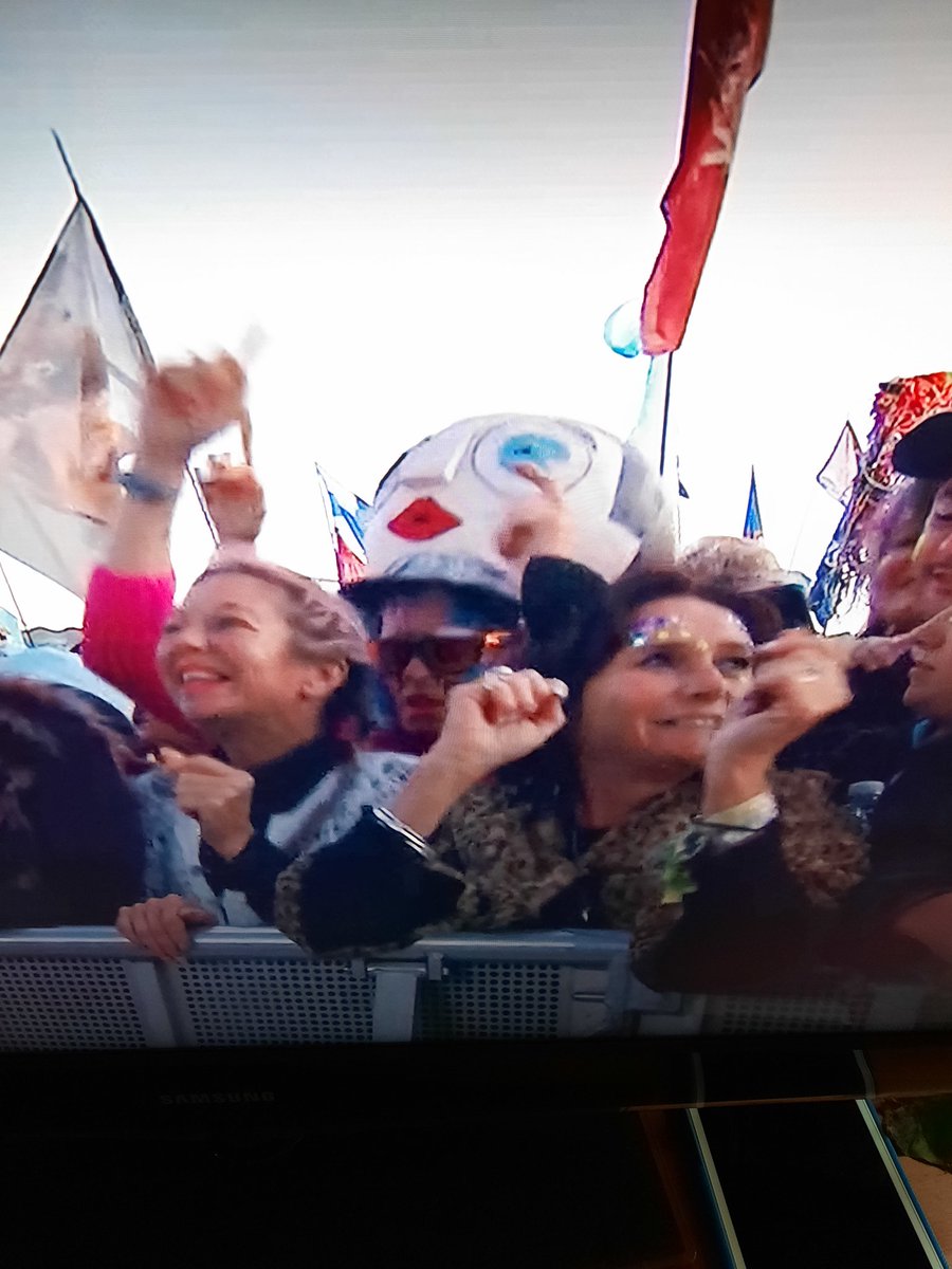 HadwenWright's tweet photo. @mr_sidebottom Look who was front row for the pet shop Boys.  Spotted on bbc coverage. https://t.co/cnun0nThGs